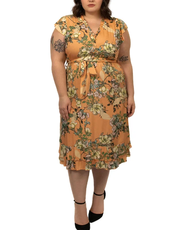 Laura Short Dress V Neck Floral Print | Orange