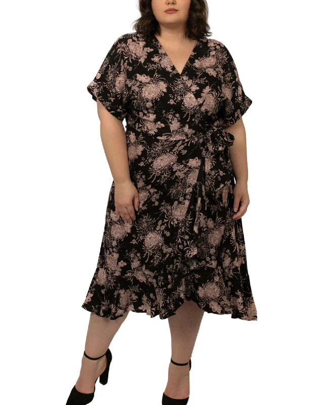 Victoria Crossover Wrap Dress Floral Black | Black