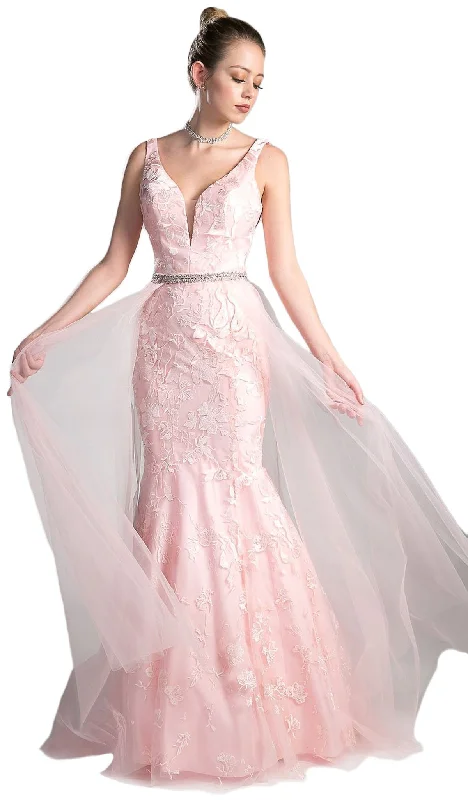 Cinerella Divine 13287 - Lace Appliqued Mermaid Prom Dress