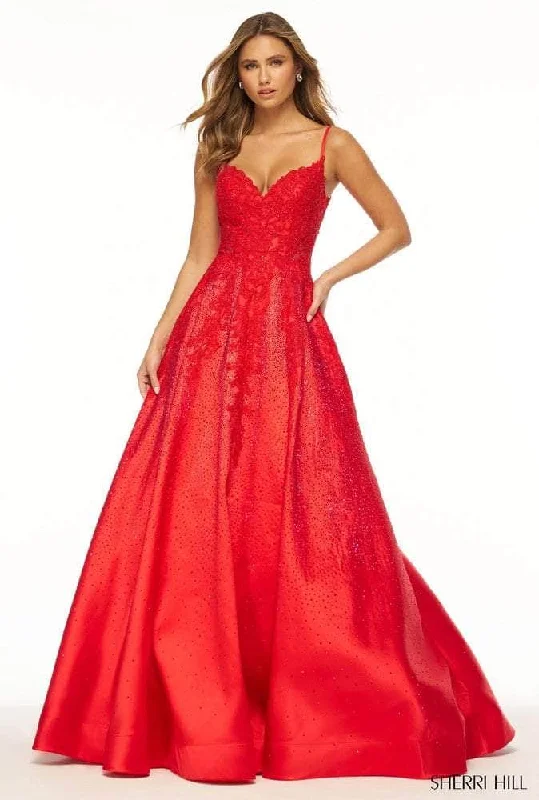 Sherri Hill 56183 - V-Neck Lace Ball Gown