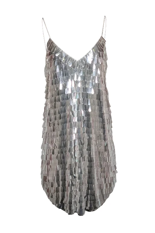 BHLDN - White Sleeveless Iridescent Sequin Sleeveless Dress Sz 14