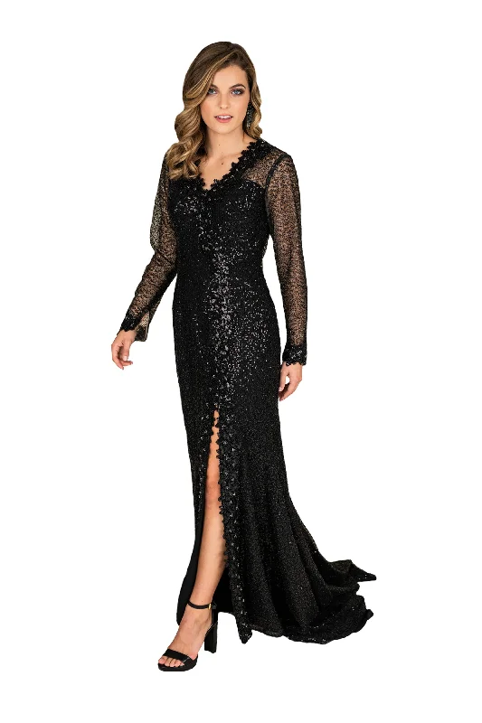 Sequins Slit Train Gown