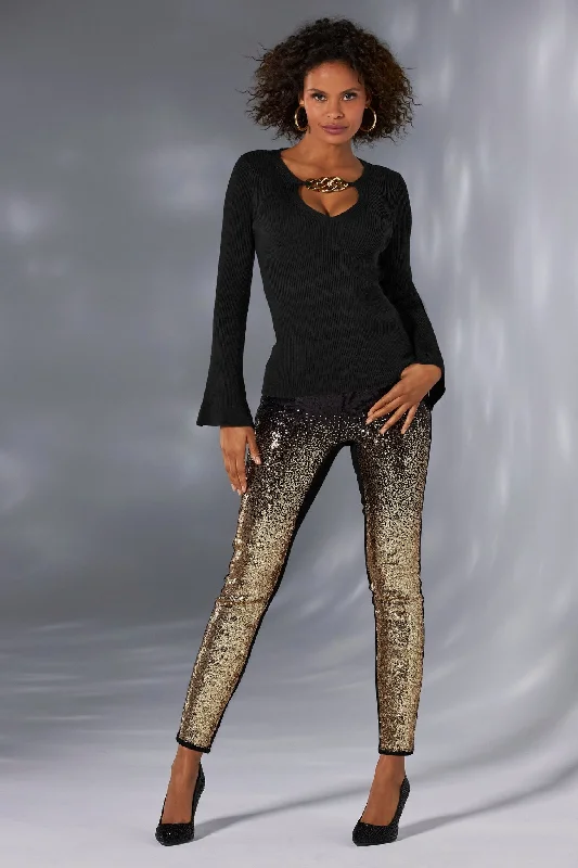 Ombre Sequin Jean Black/Gold