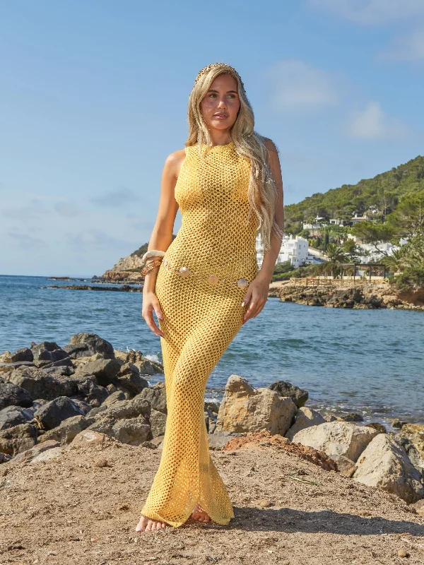 Jasmin x South Beach Vida Dress in Yellow Sequin