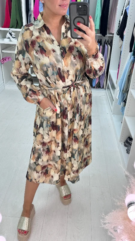 Nadine Abstract Flower Shirt Dress