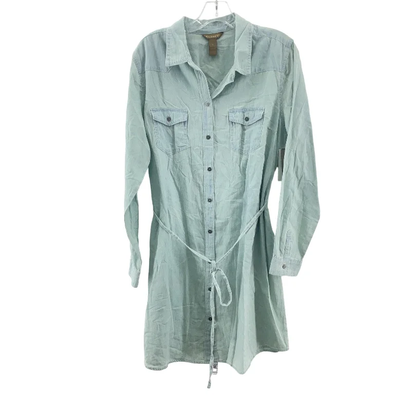 NWT Women's Bit & Bridle Green Cotton A-Line Shirt Dress L