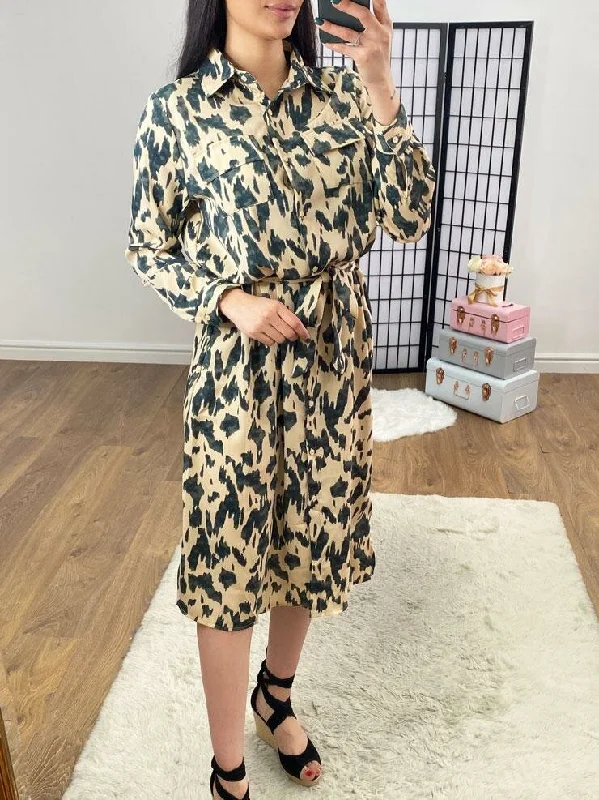 Rosalee Smudge Print Shirt Dress