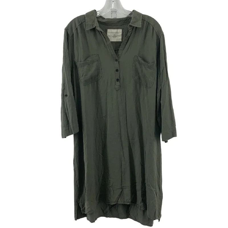 SONOMA Green Rayon Shirt Dress Womens XL Knee Length Preowned