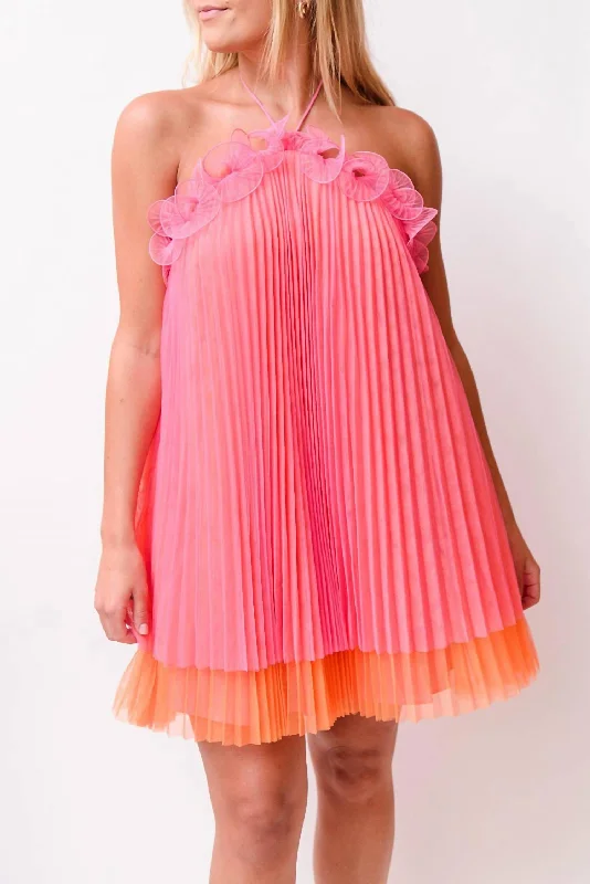 Tate Tulle Dress In Pink/orange Punch