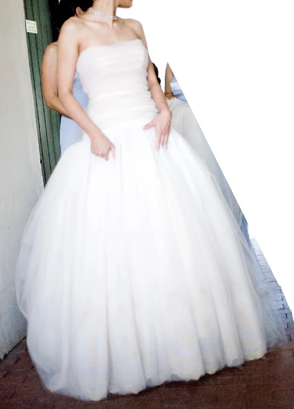 Lazaro Blush Tulle Ball Bridal Gown